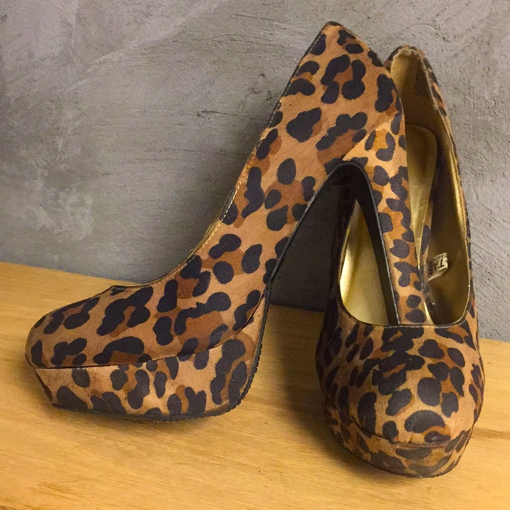 Massimo suede Leopard Platform High Heels